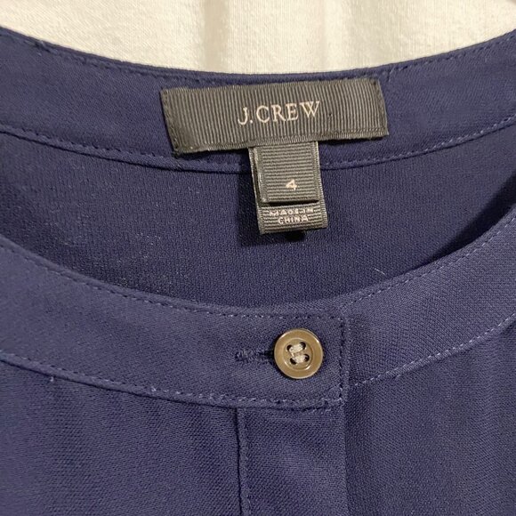 J. Crew Drapey Crepe Henley Tunic Navy Blue Blouse Size 4 - Picture 2 of 9